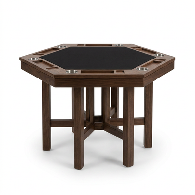 Convertible Poker Table Designed for Game Nights, Wood Construction, Removable Top, 4-6 Players, Cup Holders