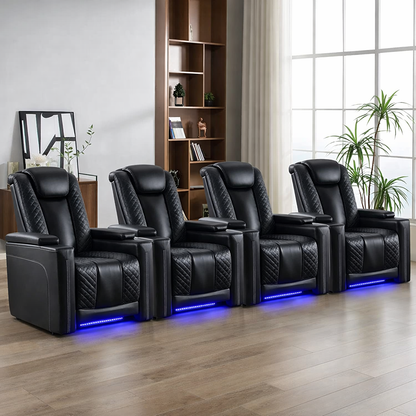 35.4'' Wide Modern Faux Leather Power Recliner Home Theater Individual Seat with Cup Holders
