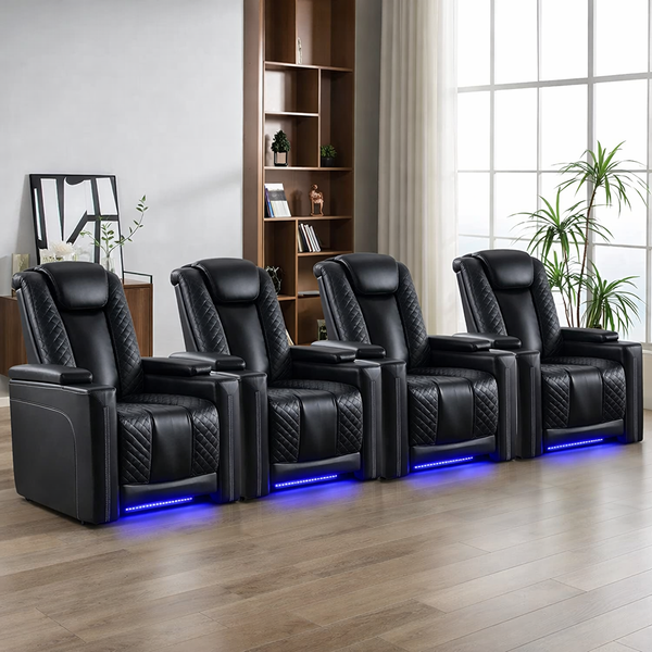 35.4'' Wide Modern Faux Leather Power Recliner Home Theater Individual Seat with Cup Holders