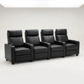Home Theater Massage Chair Built for Ultimate Comfort, Faux Leather Upholstery, Remote Control, Set of 4