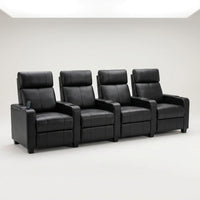 25.6" Wide Modern Soft Breathable Faux Leather Massage Home Theater Individual Seat with Remote Control (Set of 4) — Studio Shot