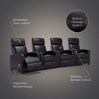 25.6" Wide Modern Soft Breathable Faux Leather Massage Home Theater Individual Seat with Remote Control (Set of 4) — infographic
