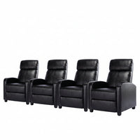 Home Theater Massage Chair Built for Ultimate Comfort, Faux Leather Upholstery, Remote Control, Set of 4
