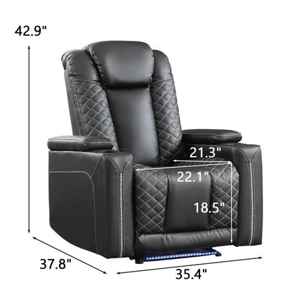 35.4'' Wide Modern Faux Leather Power Recliner Home Theater Individual Seat with Cup Holders