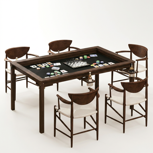 63 In. W 4-6-Player Wood Poker Table with Removable Top and Cup Holders — Studio Shot