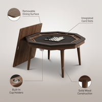 63 In. W 4-6-Player Wood Poker Table with Removable Top and Cup Holders — infographic