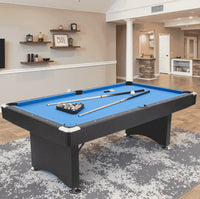 7FT Pool Table Billiard Table with Cues Rack Triangle Ball Set Brush Chalk Cubes Complete Set Pool Table for Family Friend Villa Home Office