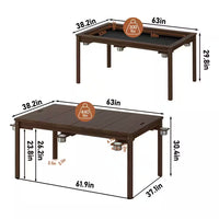 63 In. W 4-6-Player Wood Poker Table with Removable Top and Cup Holders