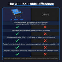 7FT Pool Table Billiard Table with Cues Rack Triangle Ball Set Brush Chalk Cubes Complete Set Pool Table for Family Friend Villa Home Office — Comparison