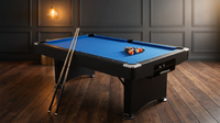7FT Pool Table Billiard Table with Cues Rack Triangle Ball Set Brush Chalk Cubes Complete Set Pool Table for Family Friend Villa Home Office — Lifestyle