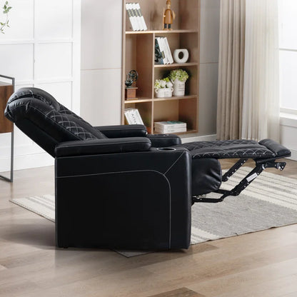 35.4'' Wide Modern Faux Leather Power Recliner Home Theater Individual Seat with Cup Holders