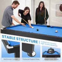 7FT Pool Table Billiard Table with Cues Rack Triangle Ball Set Brush Chalk Cubes Complete Set Pool Table for Family Friend Villa Home Office