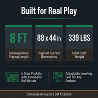 Pool Table Built for Home Entertainment, 8 Foot Full Size, Automatic Ball Return, Complete Accessory Set — Results & Stats