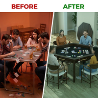 Wood Poker Table Convertible Gaming/Dining Table for 4-6 People with Removable Top, 6-Cup Holders — Before & After