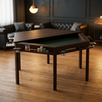 Wood Poker Table Convertible Gaming/Dining Table for 4-6 People with Removable Top, 6-Cup Holders — Studio Shot