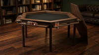 Wood Poker Table Convertible Gaming/Dining Table for 4-6 People with Removable Top, 6-Cup Holders — Lifestyle