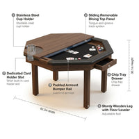 Wood Poker Table Convertible Gaming/Dining Table for 4-6 People with Removable Top, 6-Cup Holders — How It Works