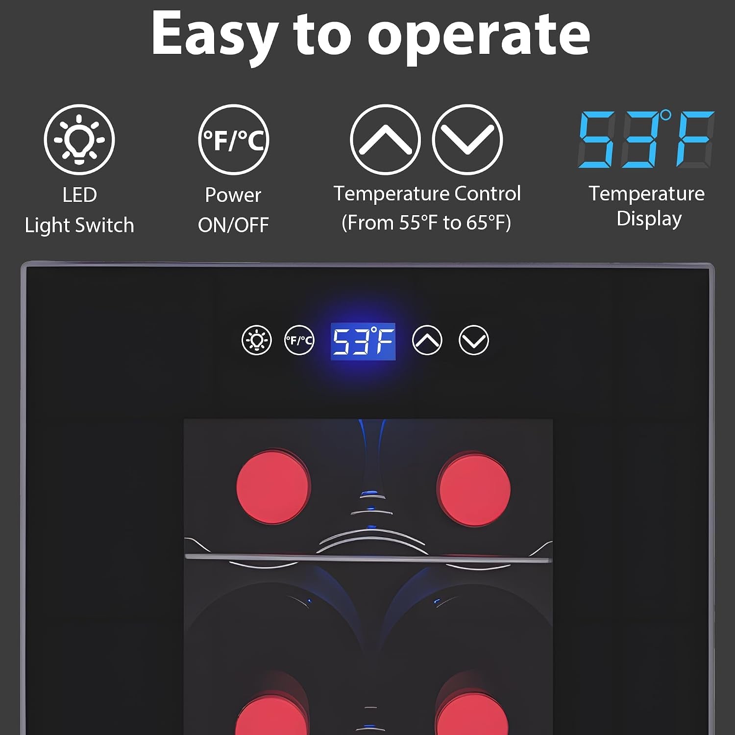 Wine Fridge, Digital Temperature Control White & Red Wine 6 Bottle Wine Cooler with Wine Rack, Champagne Wine Cooler Refrigerator for Bar, Home,Kitchen,Gift (Black)