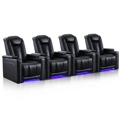 35.4'' Wide Modern Faux Leather Power Recliner Home Theater Individual Seat with Cup Holders