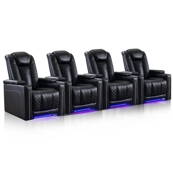 35.4'' Wide Modern Faux Leather Power Recliner Home Theater Individual Seat with Cup Holders