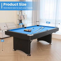 7FT Pool Table Billiard Table with Cues Rack Triangle Ball Set Brush Chalk Cubes Complete Set Pool Table for Family Friend Villa Home Office