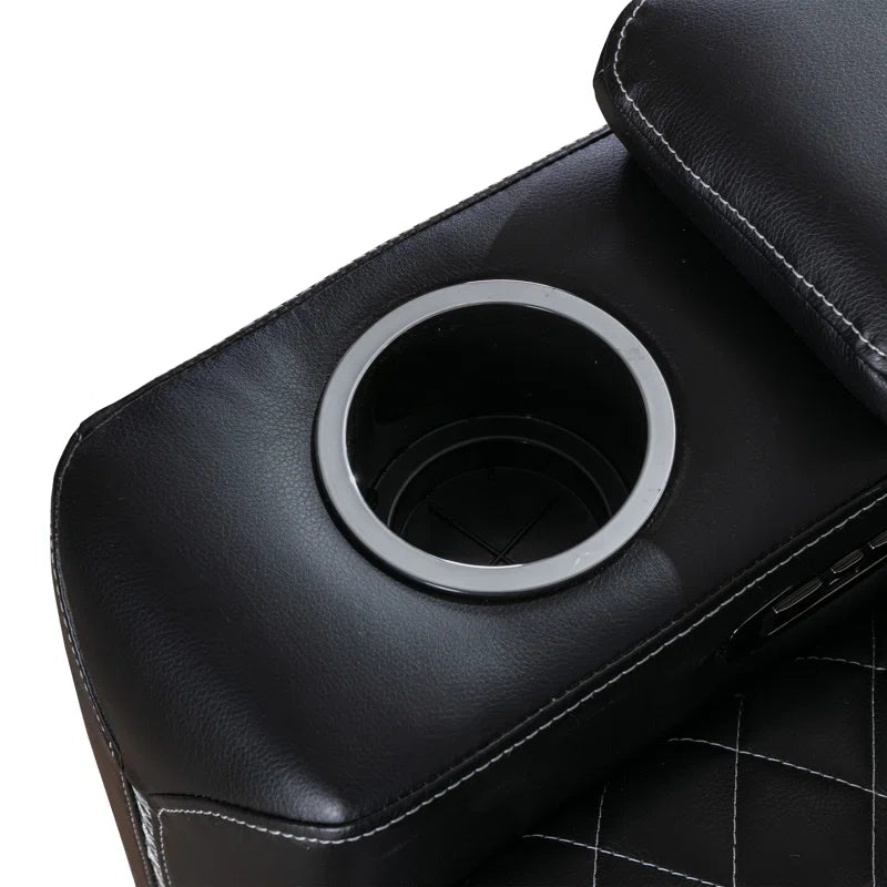 35.4'' Wide Modern Faux Leather Power Recliner Home Theater Individual Seat with Cup Holders
