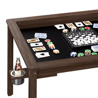 63 In. W 4-6-Player Wood Poker Table with Removable Top and Cup Holders