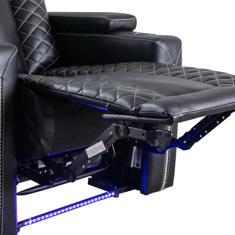 35.4'' Wide Modern Faux Leather Power Recliner Home Theater Individual Seat with Cup Holders