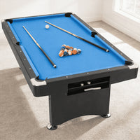 7FT Pool Table Billiard Table with Cues Rack Triangle Ball Set Brush Chalk Cubes Complete Set Pool Table for Family Friend Villa Home Office