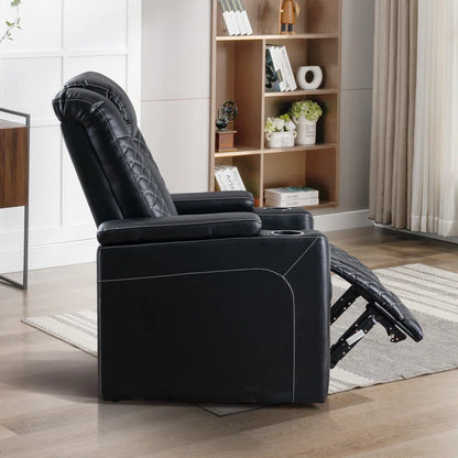 35.4'' Wide Modern Faux Leather Power Recliner Home Theater Individual Seat with Cup Holders